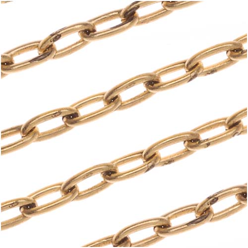 Nunn Design Antiqued Gold Plated Oval Cable Chain, 2.3mm, by the Foot