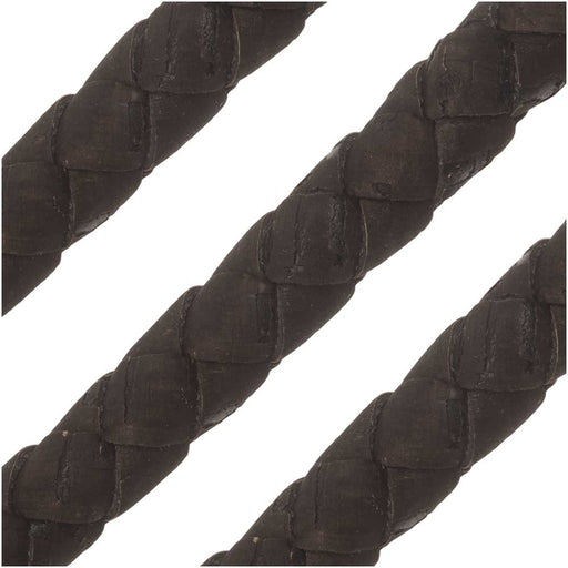 Portuguese Cork Cord by Regaliz, Round and Braided 10mm, Dark Brown, by the Inch