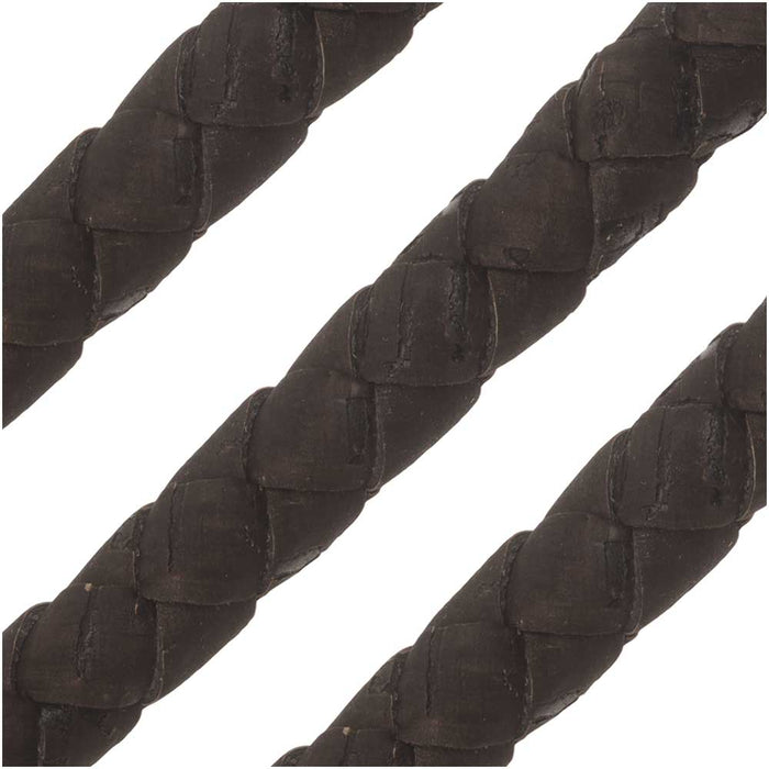 Portuguese Cork Cord by Regaliz, Round and Braided 10mm, Dark Brown, by the Inch