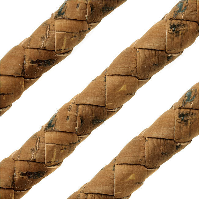 Portuguese Cork Cord by Regaliz, Round and Braided 10mm, Saddle Brown, by the Inch