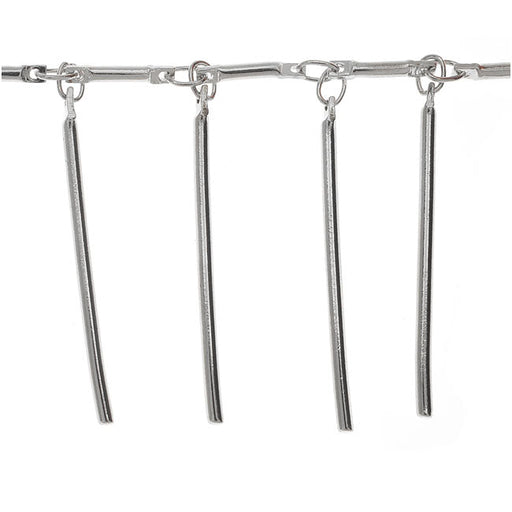 Charm Chain, Bar Dangles 25mm, Imitation Rhodium Plated, by the Inch