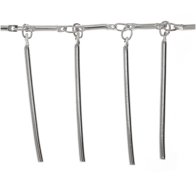 Charm Chain, Bar Dangles 25mm, Imitation Rhodium Plated, by the Inch