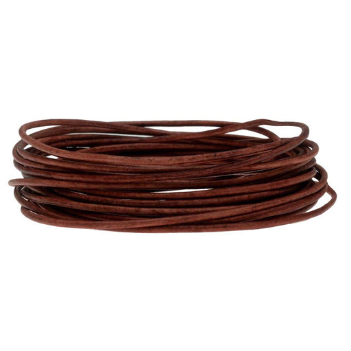 Leather Cord, Round 1.5mm, Natural Antique Brown, by Leather Cord USA (1 yard)