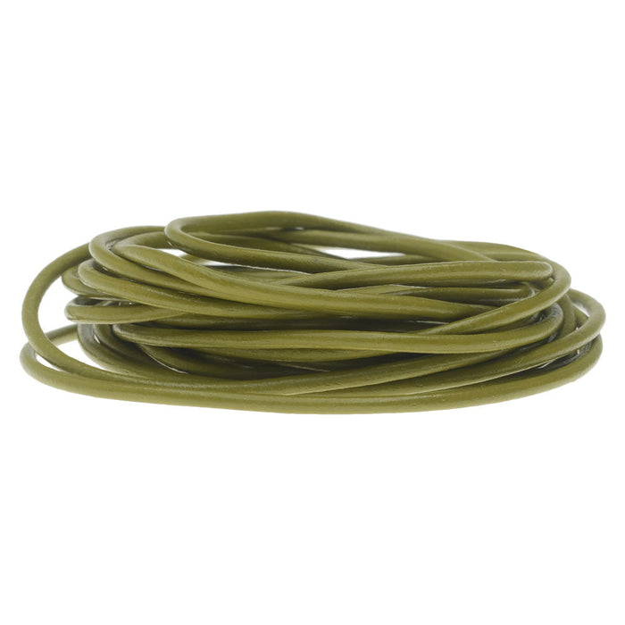 Leather Cord, Round 2mm, Absinth, by Leather Cord USA (1 yard)