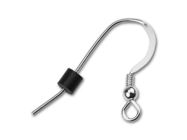 Earring Backs, Rubber Backs for Fish Hooks 3x3mm, Black (5 Pairs)