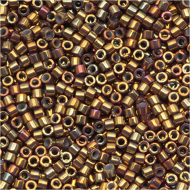 Miyuki Delica Seed Beads, 11/0 Size, Metallic Earth Batik Luster DB1010 (2.5" Tube)