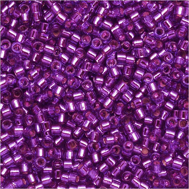 Miyuki Delica Seed Beads, 11/0 Size, Dyed Silver Lined Bright Violet DB1345 (2.5" Tube)