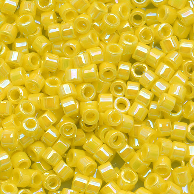 Miyuki Delica Seed Beads, 11/0 Size, Opaque Yellow AB DB160 (2.5" Tube)