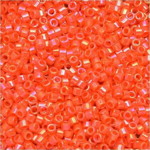 Miyuki Delica Seed Beads, 11/0 Size, Opaque Orange AB DB161 (2.5" Tube)