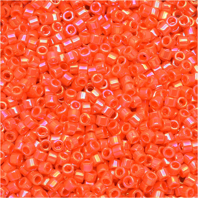 Miyuki Delica Seed Beads, 11/0 Size, Opaque Orange AB DB161 (2.5" Tube)