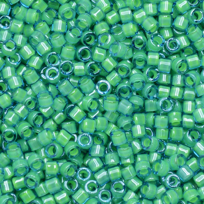 Miyuki Delica Seed Beads, 11/0 Size, #2053 Luminous Mermaid Green (2.5" Tube)