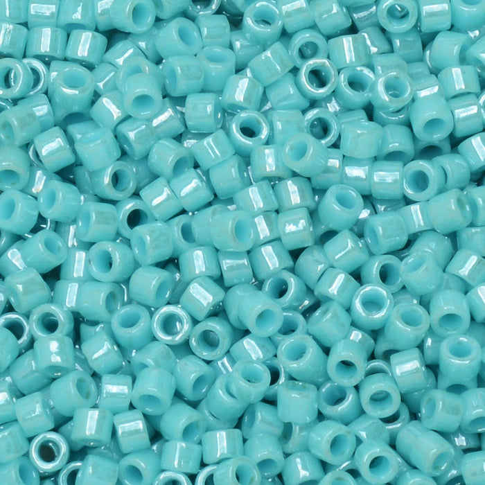 Miyuki Delica Seed Beads, 11/0 Size, #217 Opaque Light Aqua Luster (2.5" Tube)