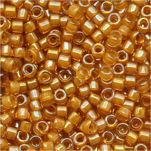 Miyuki Delica Seed Beads, 11/0 Size, Goldenrod Lined Amber AB DB272 (2.5" Tube)