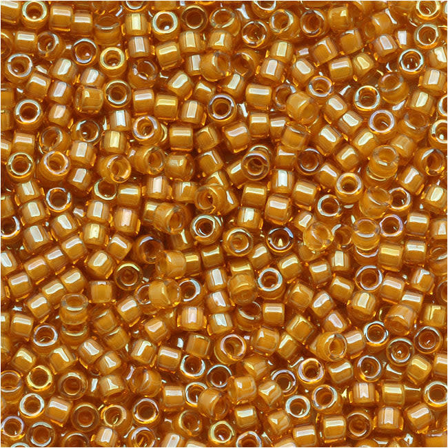 Miyuki Delica Seed Beads, 11/0 Size, Goldenrod Lined Amber AB DB272 (2.5" Tube)