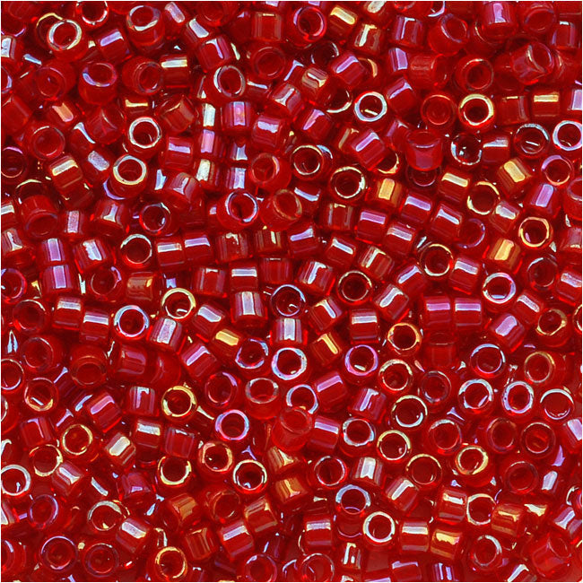 Miyuki Delica Seed Beads, 11/0 Size, Red Lined Red AB DB295 (2.5" Tube)