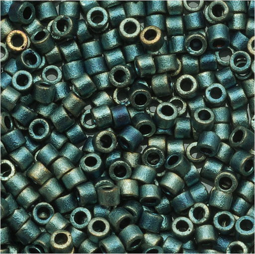 Miyuki Delica Seed Beads, 11/0 Size, Matte Metallic Green Iris DB324 (2.5" Tube)
