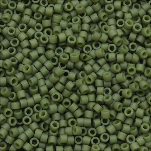 Miyuki Delica Seed Beads, 11/0 Size, Matte Opaque Olive DB391 (2.5" Tube)