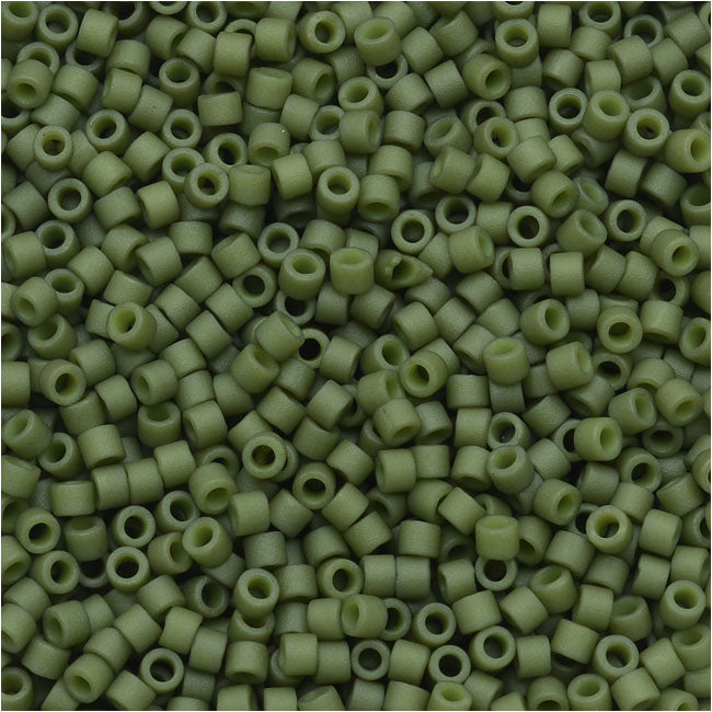 Miyuki Delica Seed Beads, 11/0 Size, Matte Opaque Olive DB391 (2.5" Tube)