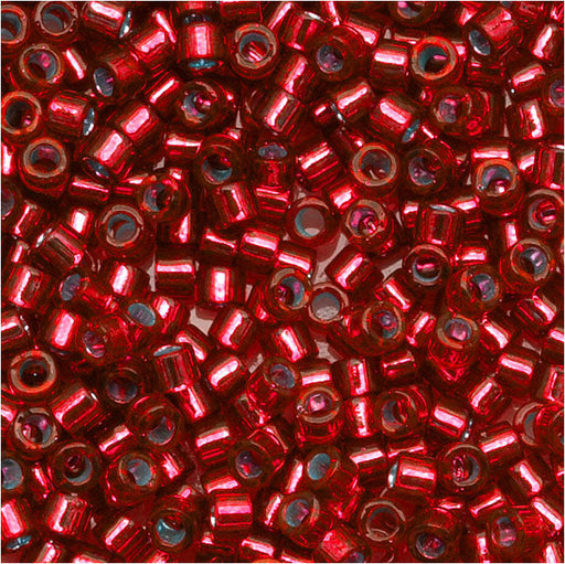 Miyuki Delica Seed Beads, 11/0 Size, Silver Lined Red DB602 (2.5" Tube)