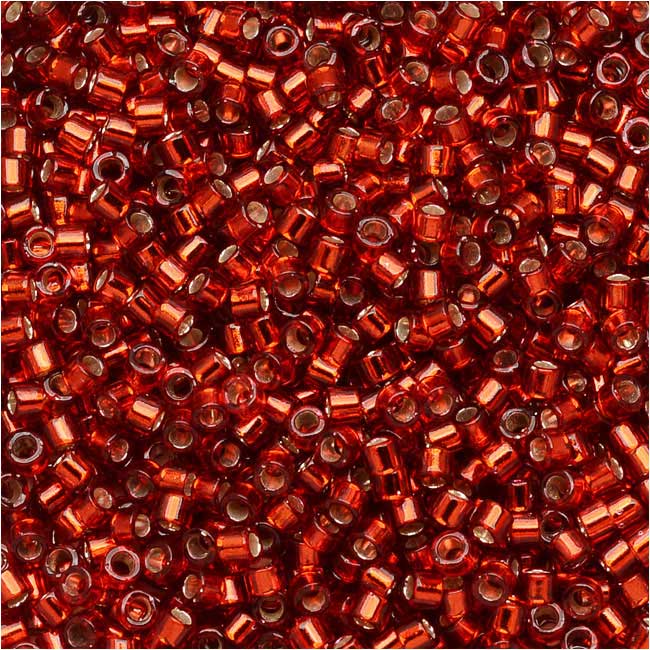 Miyuki Delica Seed Beads, 11/0 Size, Silver Lined Burnt Orange DB603 (2.5" Tube)