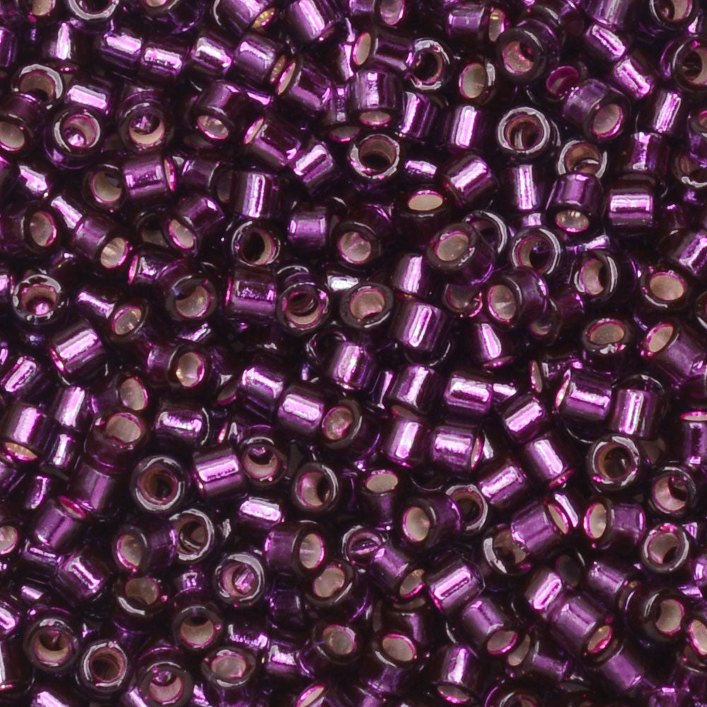 Miyuki Delica Seed Beads, 11/0 Size, #611 Silver Lined Wine Dyed (2.5" Tube)