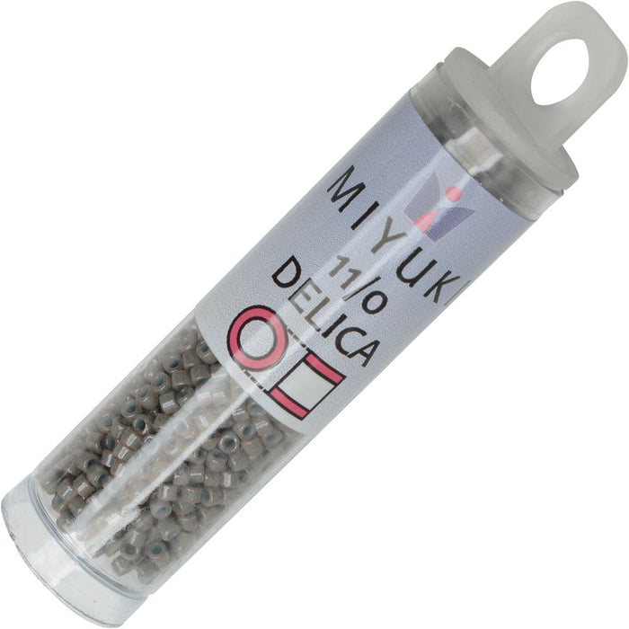 Miyuki Delica Seed Beads, 11/0 Size, #652 Dyed Opaque Gray (2.5" Tube)