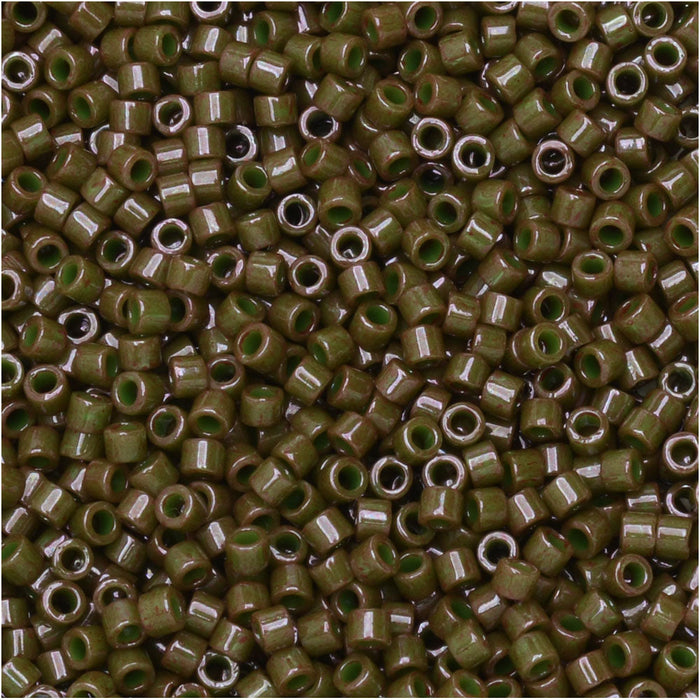 Miyuki Delica Seed Beads, 11/0 Size, #657 Dyed Opaque Olive (2.5" Tube)