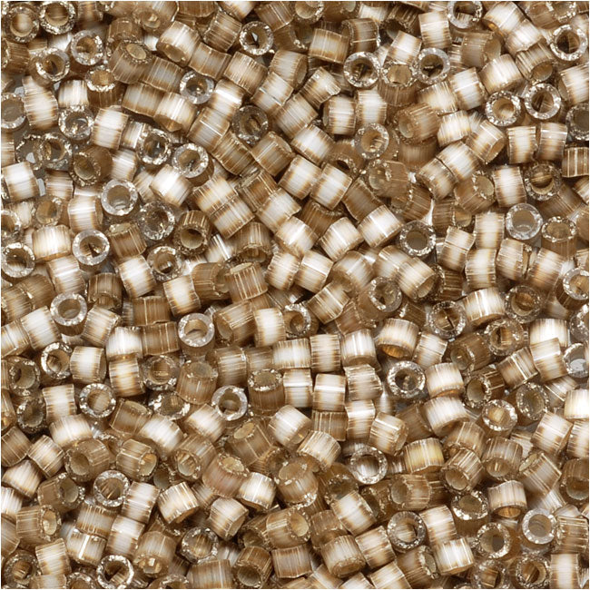 Miyuki Delica Seed Beads, 11/0 Size, Silver Lined Variegated Taupe DB671 (2.5" Tube)