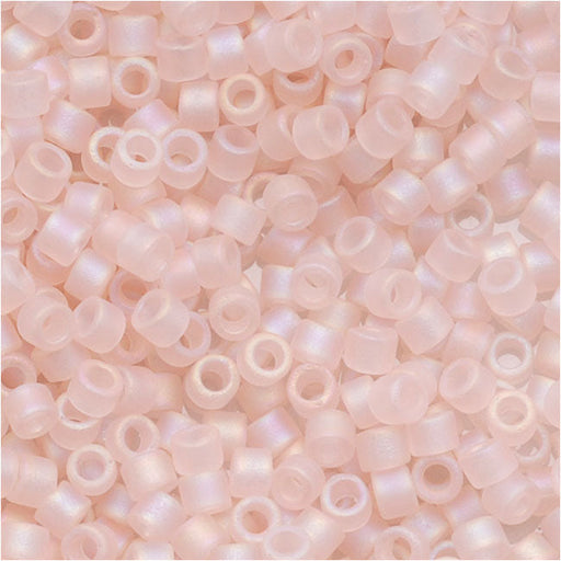 Miyuki Delica Seed Beads, 11/0 Size, Matte Transparent Pink Mist AB DB868 (2.5" Tube)
