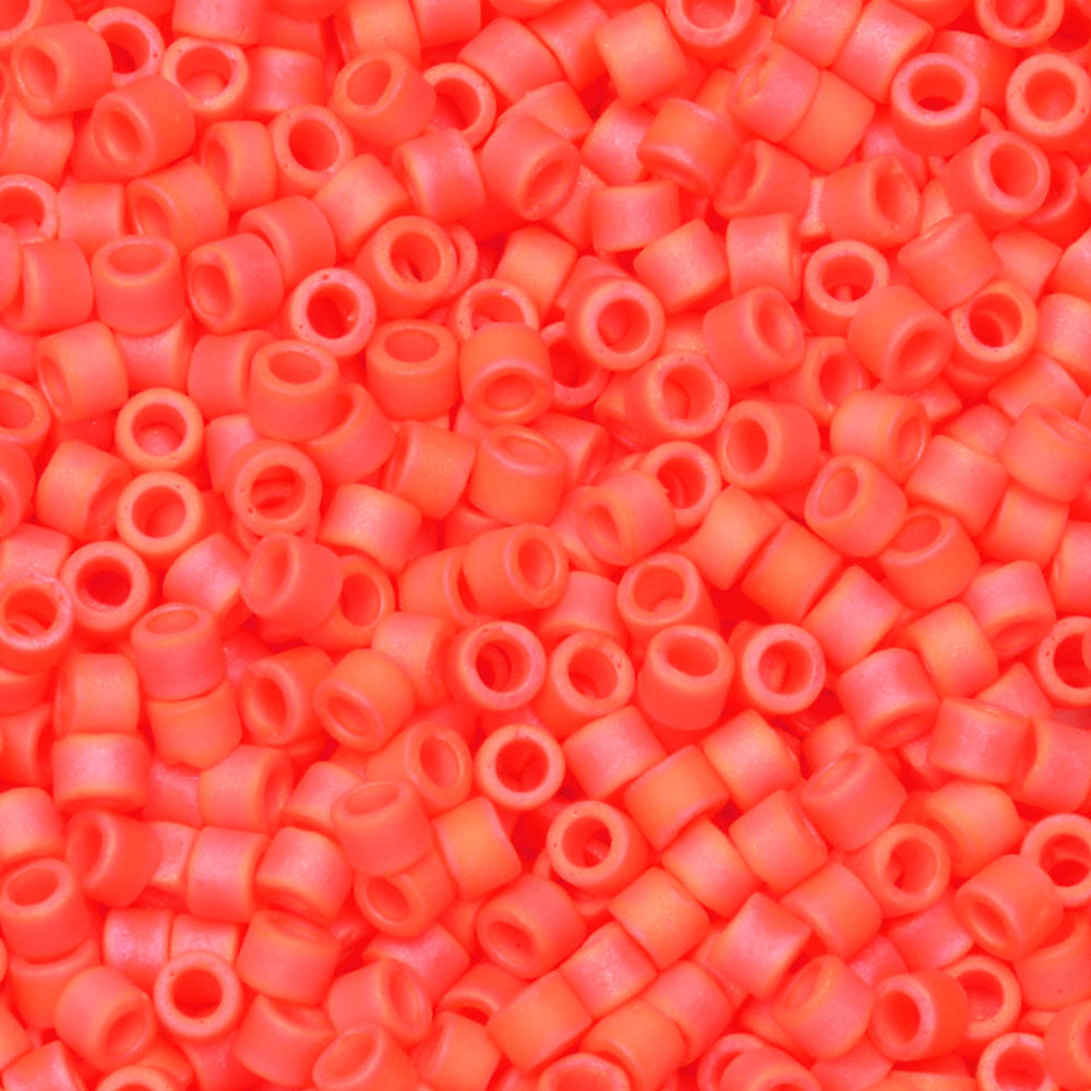 Miyuki Delica Seed Beads, 11/0 Size, #872 Matte Opaque Orange AB (2.5" Tube)