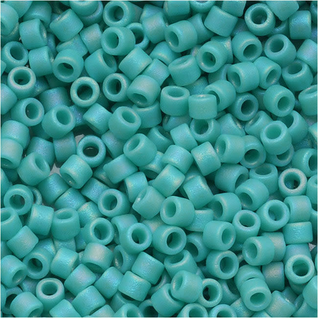 Miyuki Delica Seed Beads, 11/0 Size, Opaque Turquoise Matte AB DB878 (6.8 Grams)