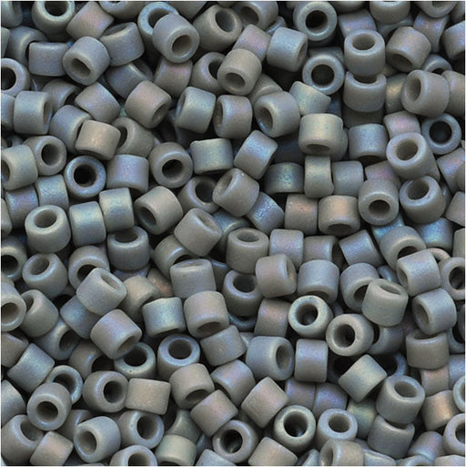 Miyuki Delica Seed Beads, 11/0 Size, Opaque Lt Grey Matte AB DB882 (2.5" Tube)