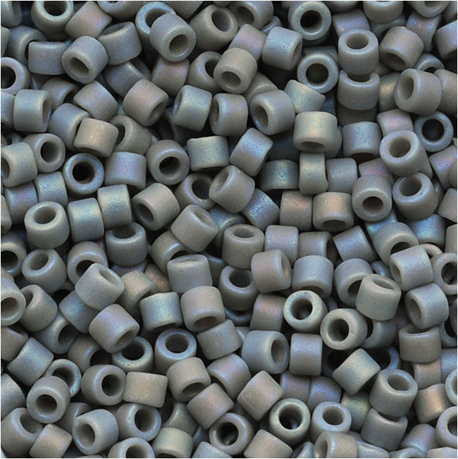 Miyuki Delica Seed Beads, 11/0 Size, Opaque Lt Grey Matte AB DB882 (2.5" Tube)