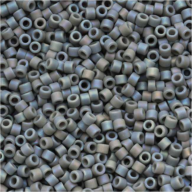 Miyuki Delica Seed Beads, 11/0 Size, Opaque Lt Grey Matte AB DB882 (2.5" Tube)