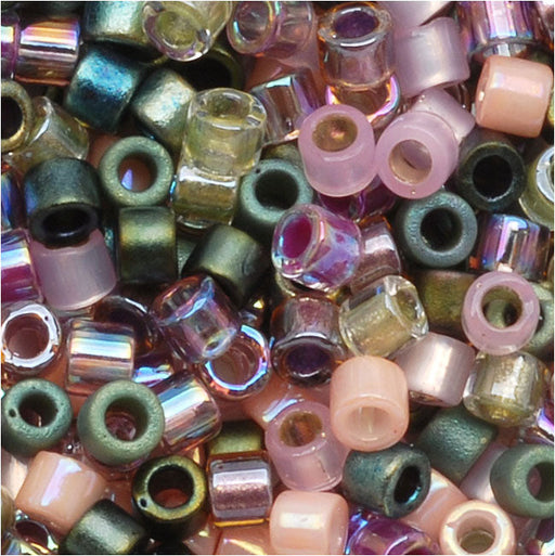 Miyuki Delica Seed Beads, 10/0 Size, Mix Lavender Garden Pink Green (7.2 Grams)