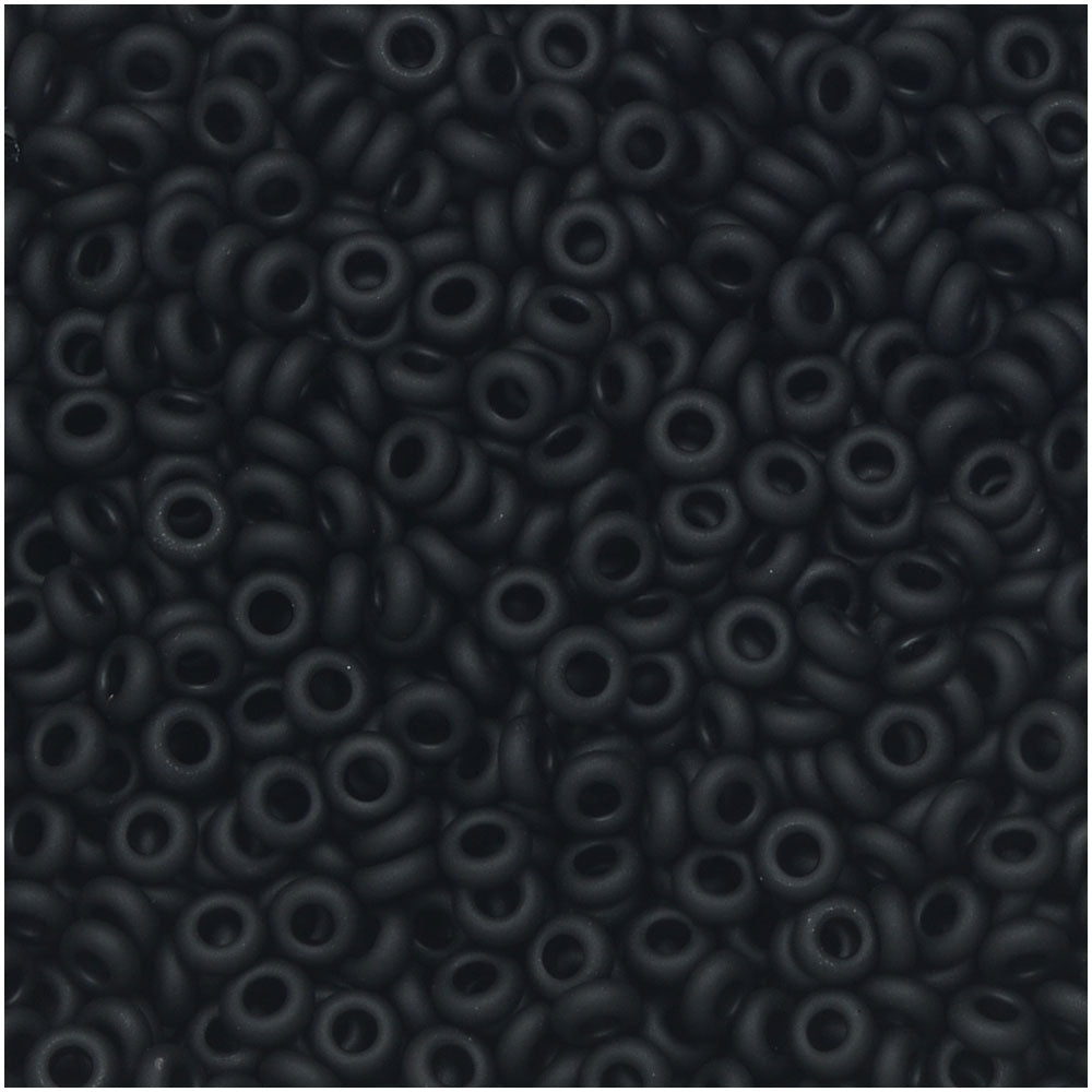 Toho Demi Round Seed Beads, Thin 11/0 (2.2mm) Size, #49F Opaque Frosted Jet (7.8 Grams)