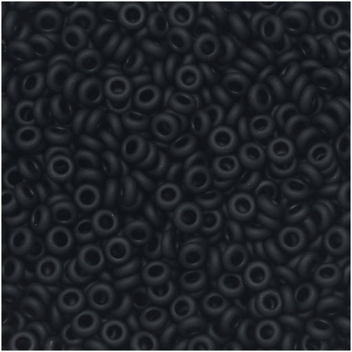 Toho Demi Round Seed Beads, Thin 11/0 (2.2mm) Size, #49F Opaque Frosted Jet (7.8 Grams)