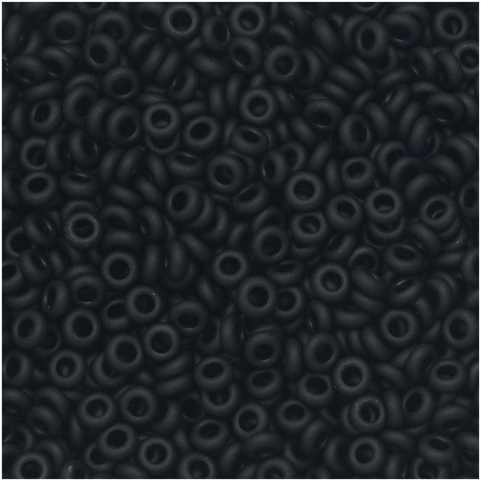 Toho Demi Round Seed Beads, Thin 11/0 (2.2mm) Size, #49F Opaque Frosted Jet (7.8 Grams)