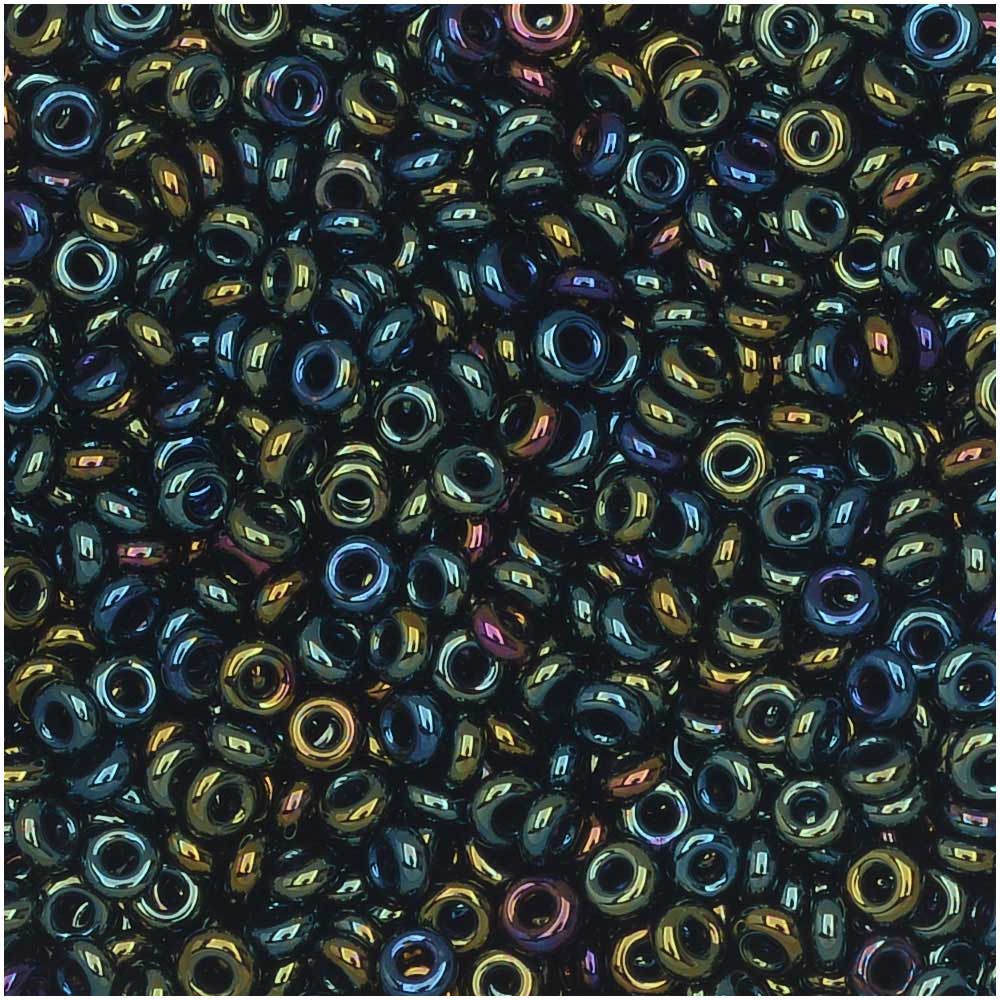 Toho Demi Round Seed Beads, Thin 11/0 (2.2mm) Size, 7.8 Grams, #84 Metallic Iris Green/Brown