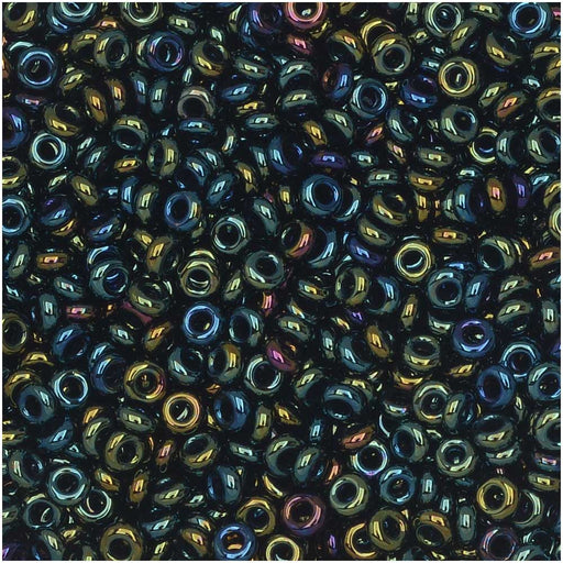 Toho Demi Round Seed Beads, Thin 11/0 (2.2mm) Size, 7.8 Grams, #84 Metallic Iris Green/Brown