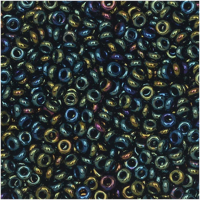 Toho Demi Round Seed Beads, Thin 11/0 (2.2mm) Size, 7.8 Grams, #84 Metallic Iris Green/Brown