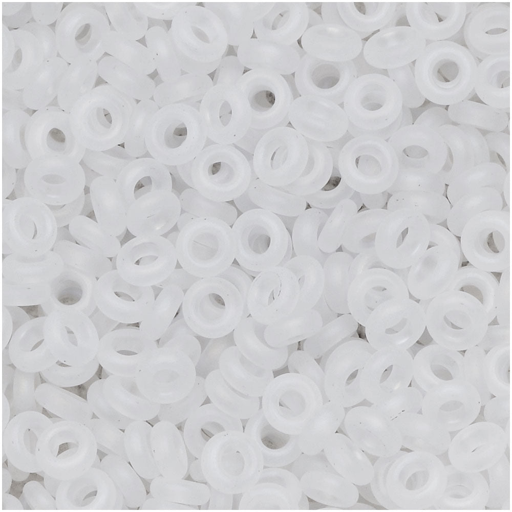 Toho Demi Round Seed Beads, Thin 8/0 (3mm), 7.4 Grams, #161F Transparent Rainbow Frosted Crystal