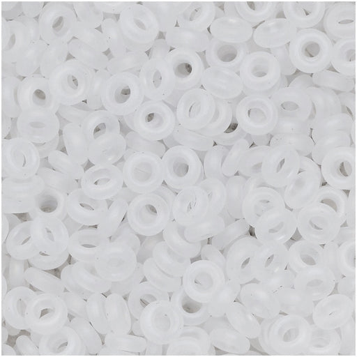 Toho Demi Round Seed Beads, Thin 8/0 (3mm), 7.4 Grams, #161F Transparent Rainbow Frosted Crystal