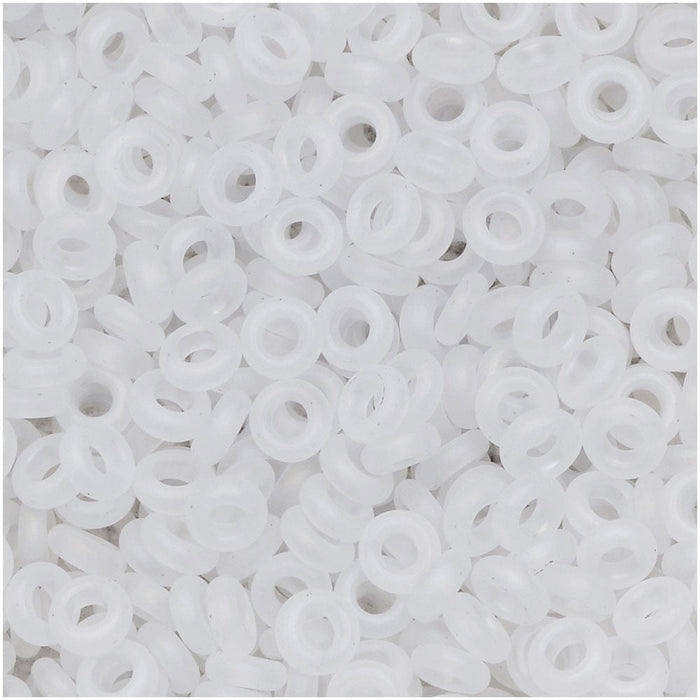 Toho Demi Round Seed Beads, Thin 8/0 (3mm), 7.4 Grams, #161F Transparent Rainbow Frosted Crystal