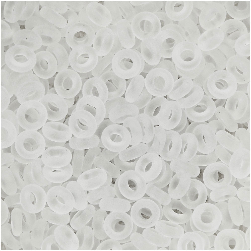 Toho Demi Round Seed Beads, Thin 8/0 (3mm), 7.4 Grams, #1F Transparent Frosted Crystal