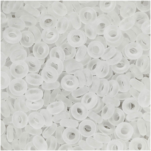 Toho Demi Round Seed Beads, Thin 8/0 (3mm), 7.4 Grams, #1F Transparent Frosted Crystal