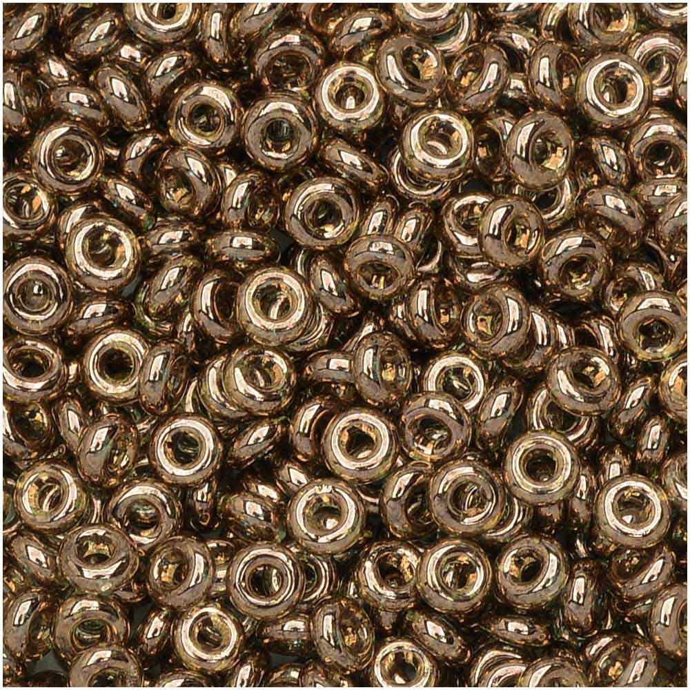 Toho Demi Round Seed Beads, Thin 8/0 (3mm), #204 Gold Lustered Montana Blue (7.4 Grams)