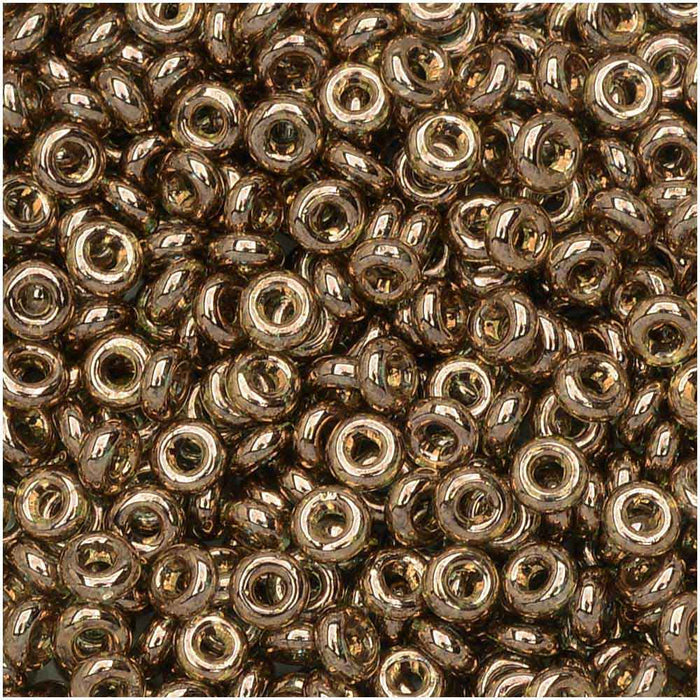 Toho Demi Round Seed Beads, Thin 8/0 (3mm), #204 Gold Lustered Montana Blue (7.4 Grams)