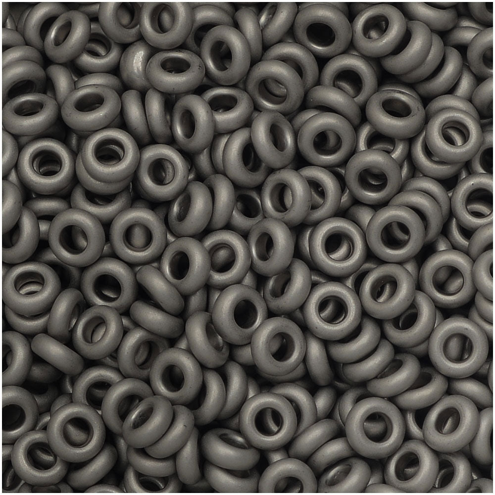 Toho Demi Round Seed Beads, Thin 8/0 (3mm), 7.4 Grams, #566 Metallic Silver Frosted Antique Silver