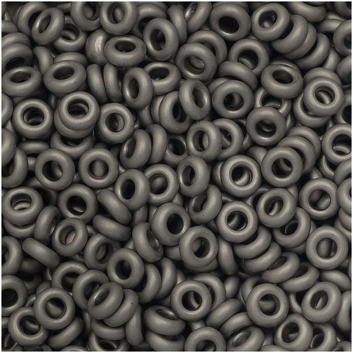 Toho Demi Round Seed Beads, Thin 8/0 (3mm), 7.4 Grams, #566 Metallic Silver Frosted Antique Silver